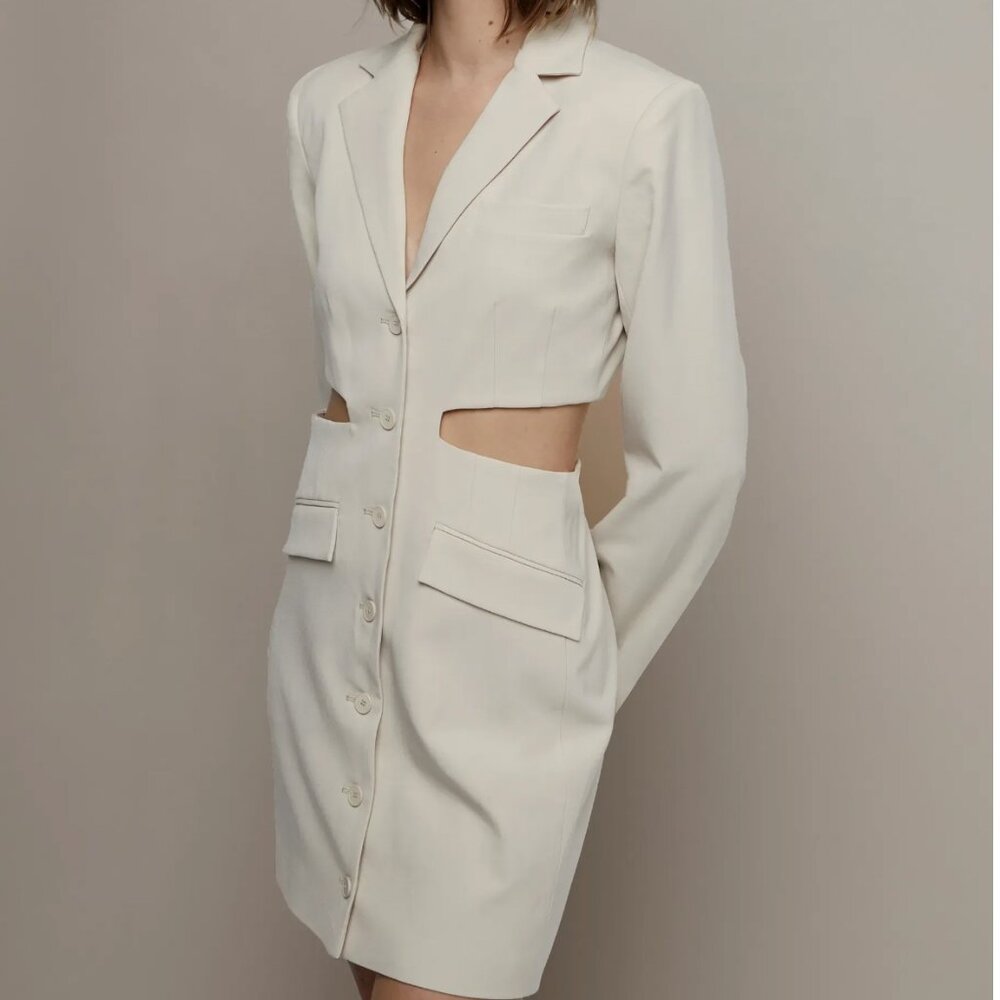 OAK AND FORT CREAM BLAZER DRESS